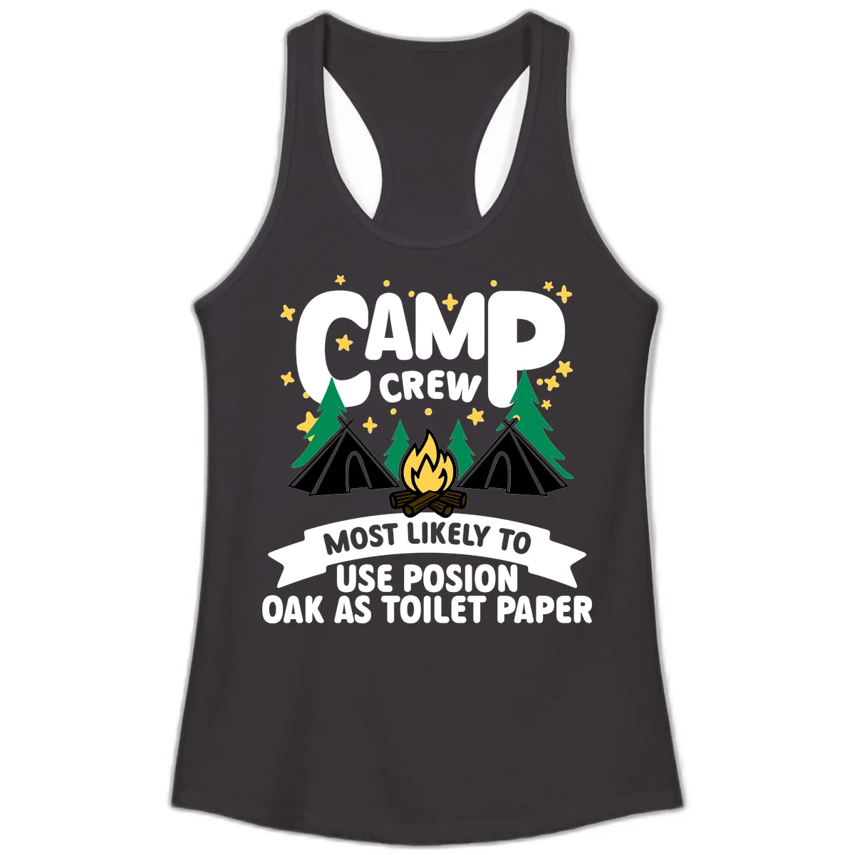 Camp Crew Posion Oak Toilet Paper Ladies Tank in Black