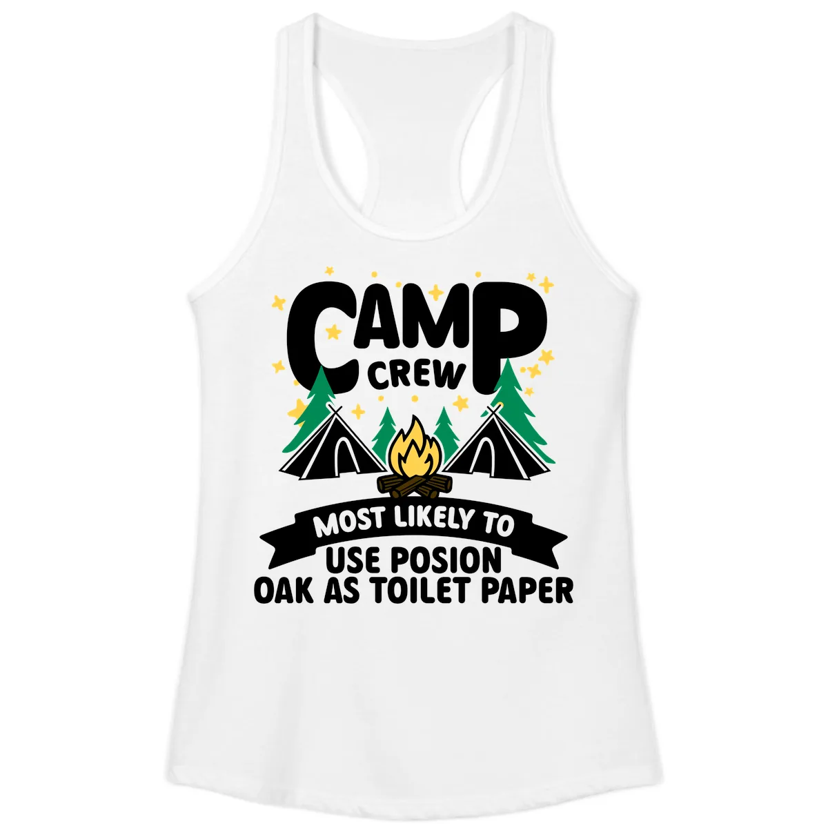 Camp Crew Posion Oak Toilet Paper Ladies Tank in White