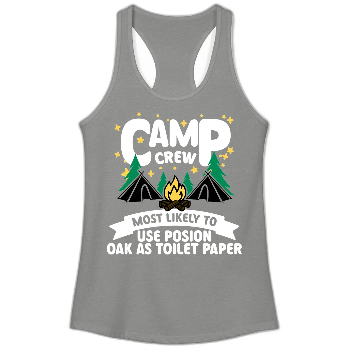 Camp Crew Posion Oak Toilet Paper Ladies Tank in Heather Grey
