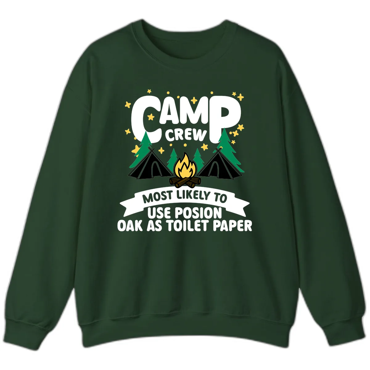 Camp Crew Posion Oak Toilet Paper Sweatshirt in Forest Green