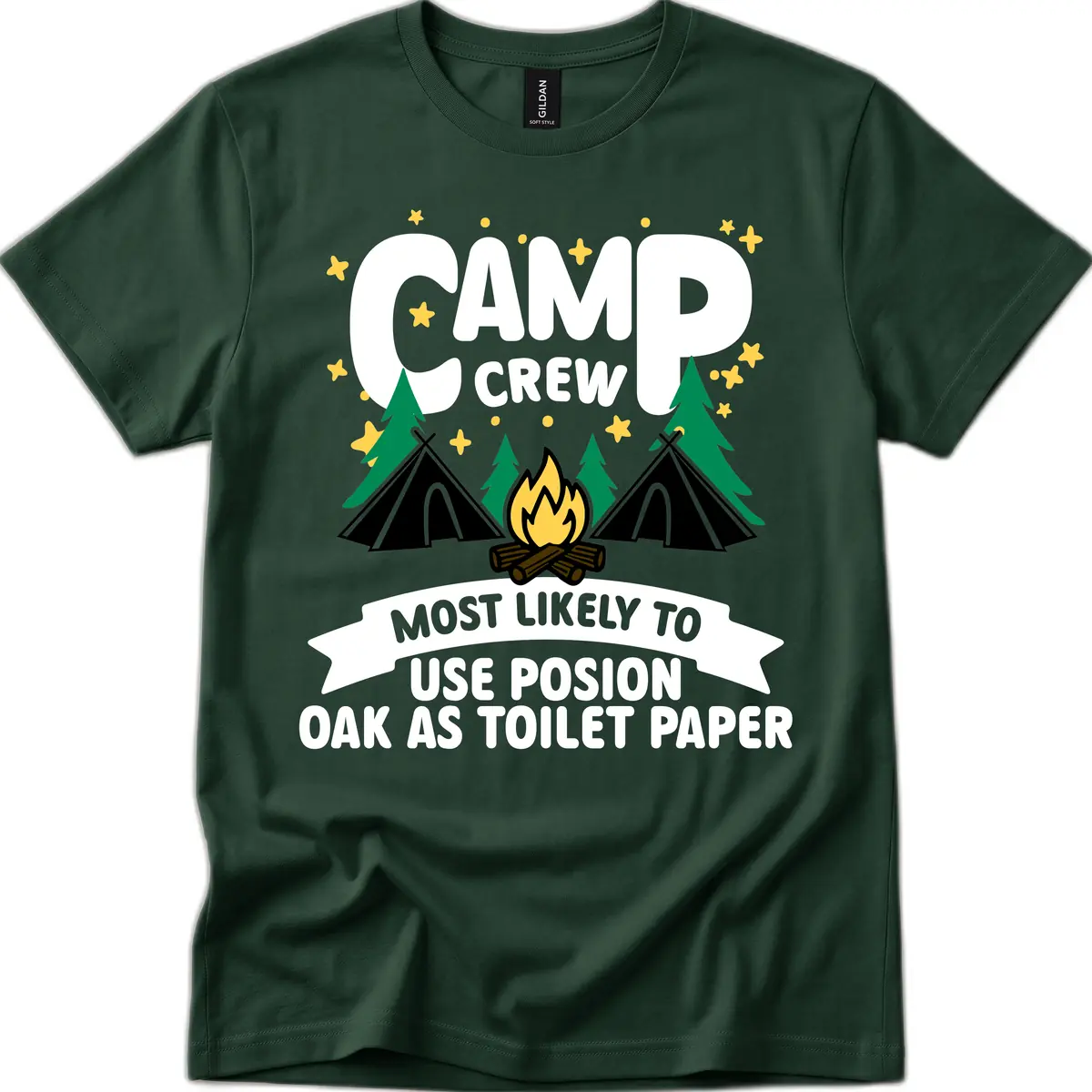 Camp Crew Posion Oak Toilet Paper T-Shirt in Forest Green