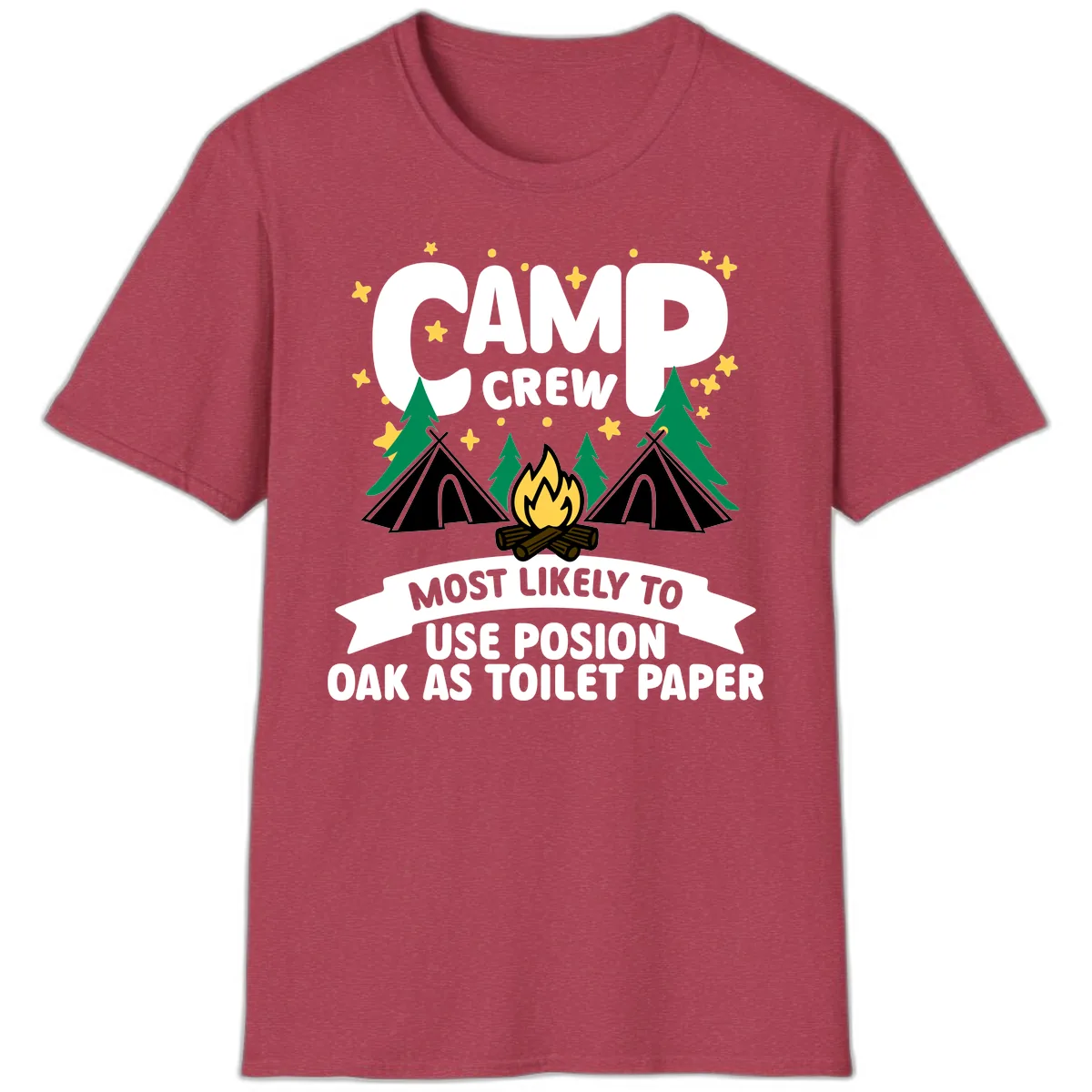 Camp Crew Posion Oak Toilet Paper T-Shirt in Heather Cardinal