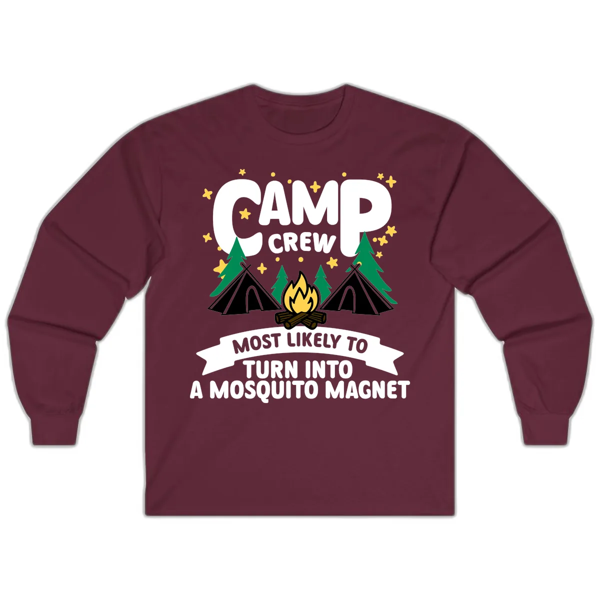 Camp Crew Mosquito Magnet Long Sleeve in Maroon