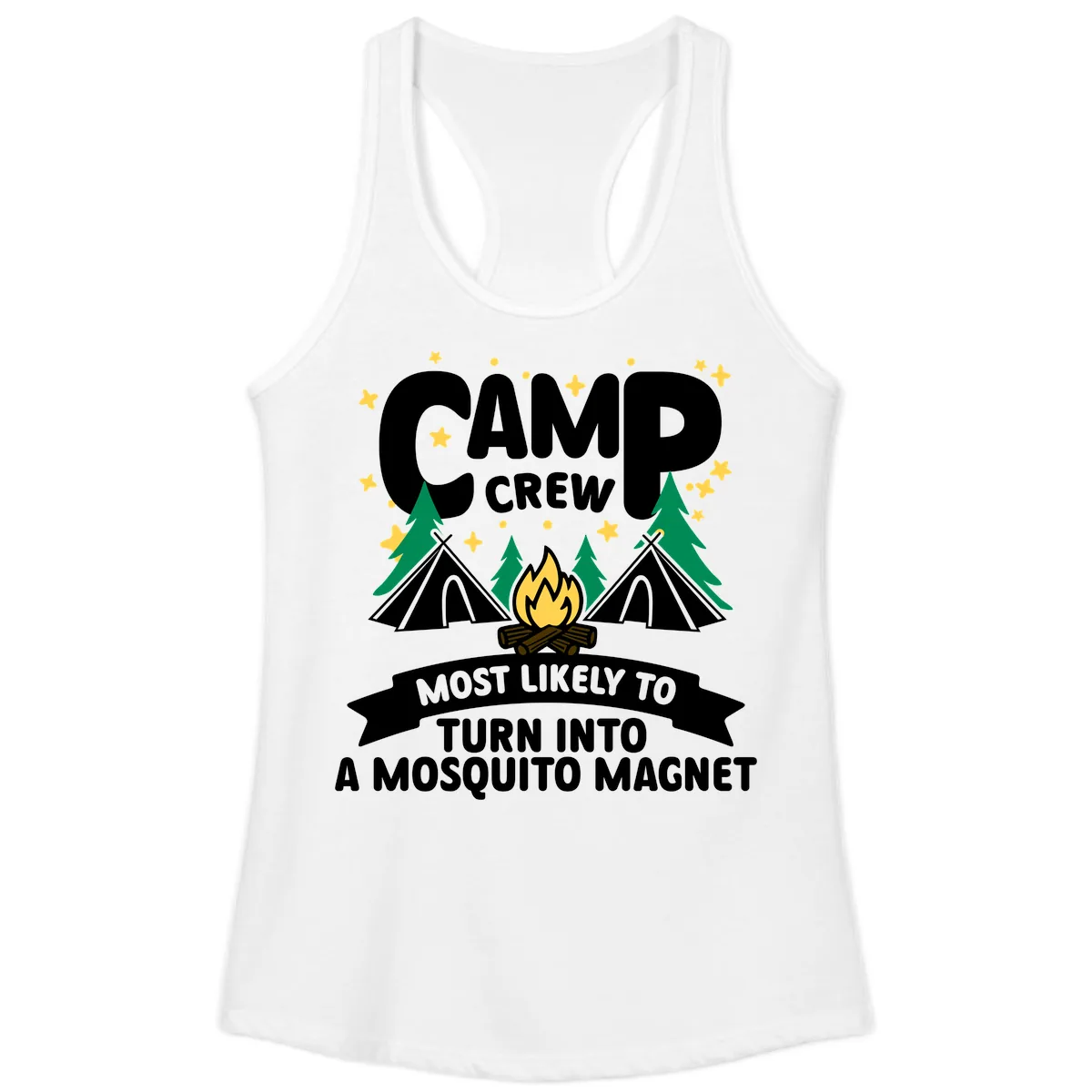 Camp Crew Mosquito Magnet Ladies Tank in White