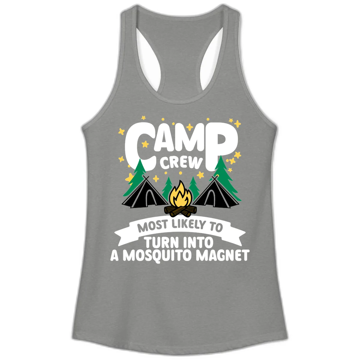 Camp Crew Mosquito Magnet Ladies Tank in Heather Grey