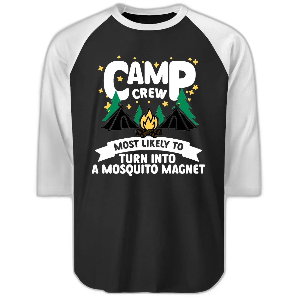 Camp Crew Mosquito Magnet Raglan 3/4 in Black White