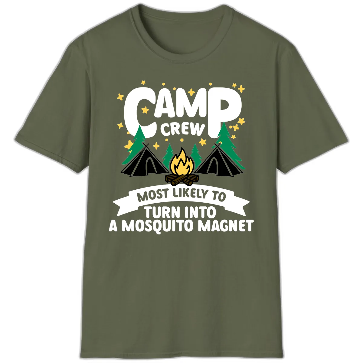 Camp Crew Mosquito Magnet T-Shirt in Military Green