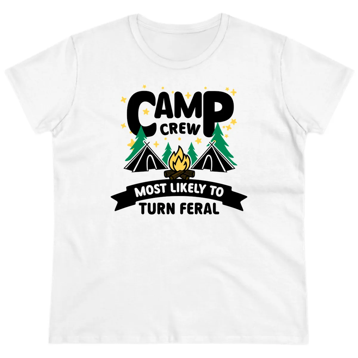 Camp Crew Most Likely To Turn Feral Ladies Tee in White