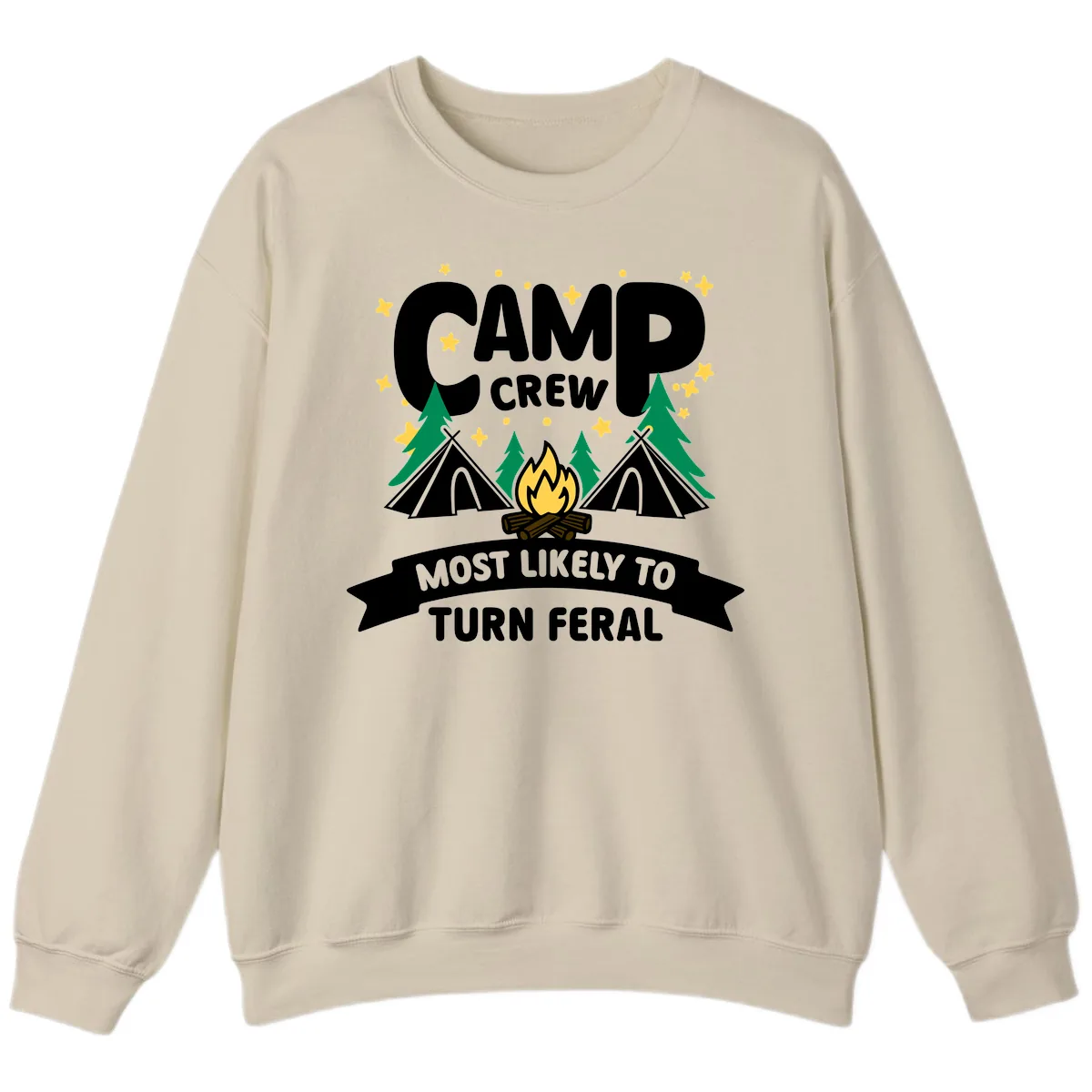 Camp Crew Most Likely To Turn Feral Sweatshirt in Sand