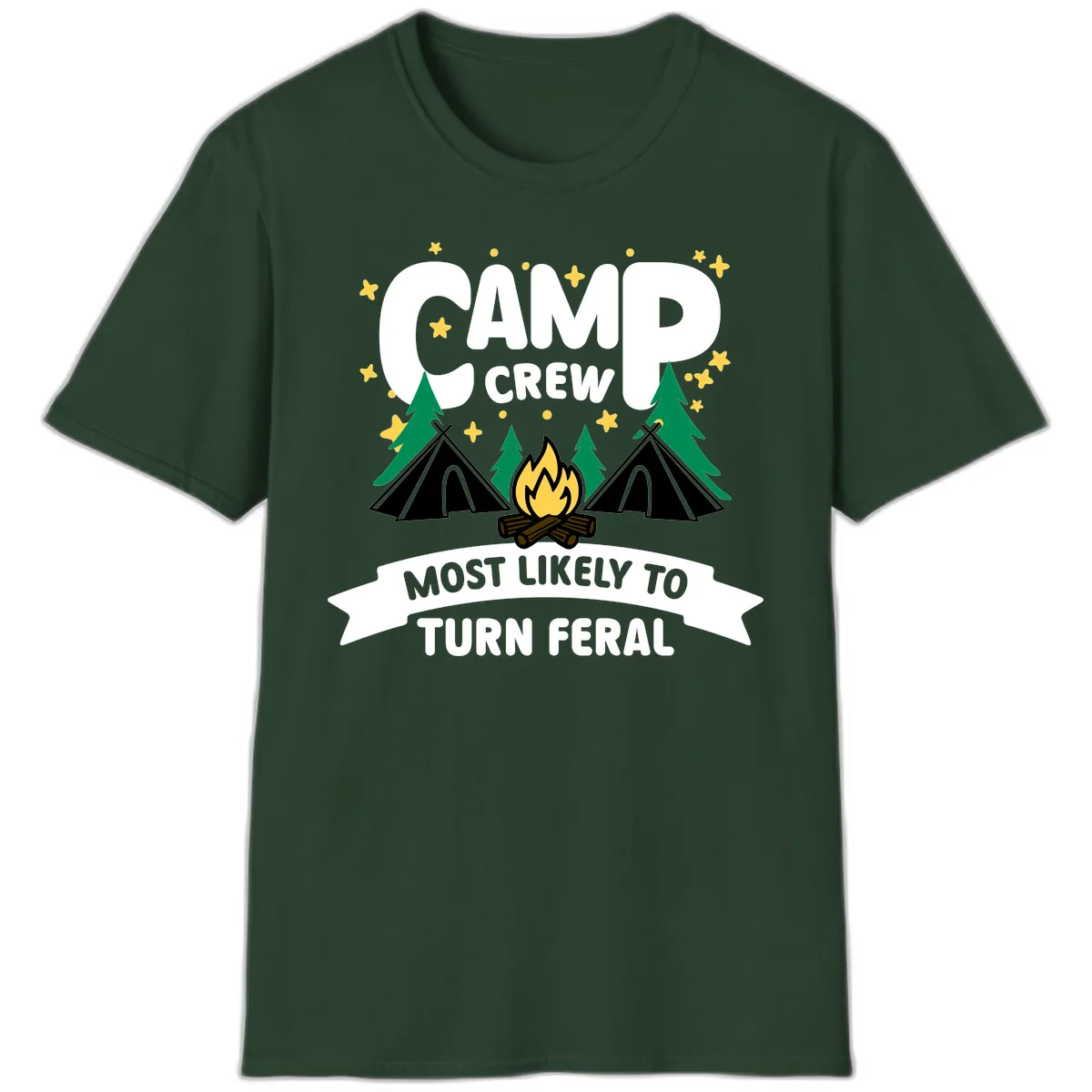 Camp Crew Most Likely To Turn Feral T-Shirt in Forest Green