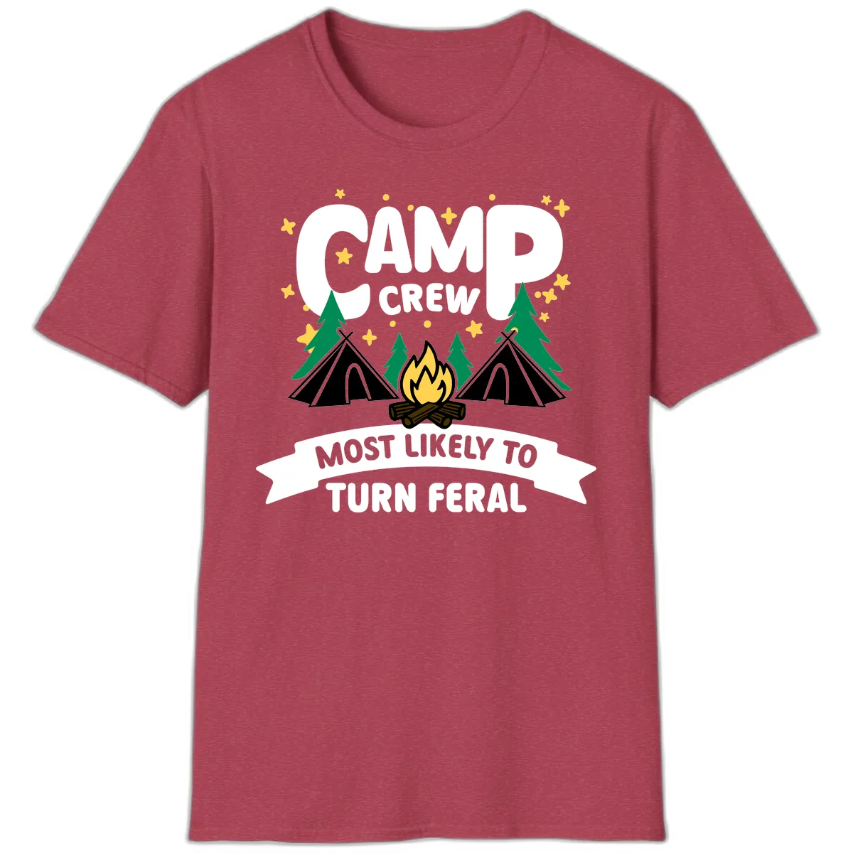 Camp Crew Most Likely To Turn Feral T-Shirt in Heather Cardinal