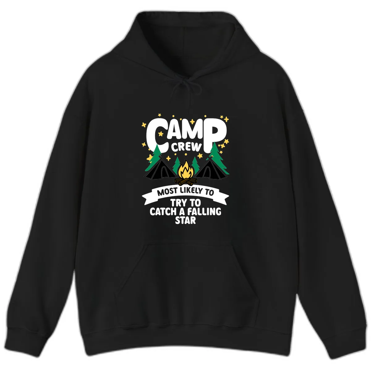 Camp Crew Falling Star Hoodie in Black