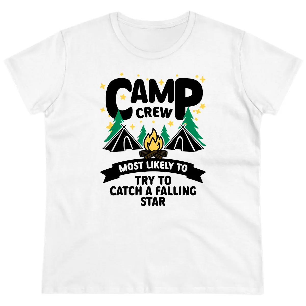 Camp Crew Falling Star Ladies Tee in White