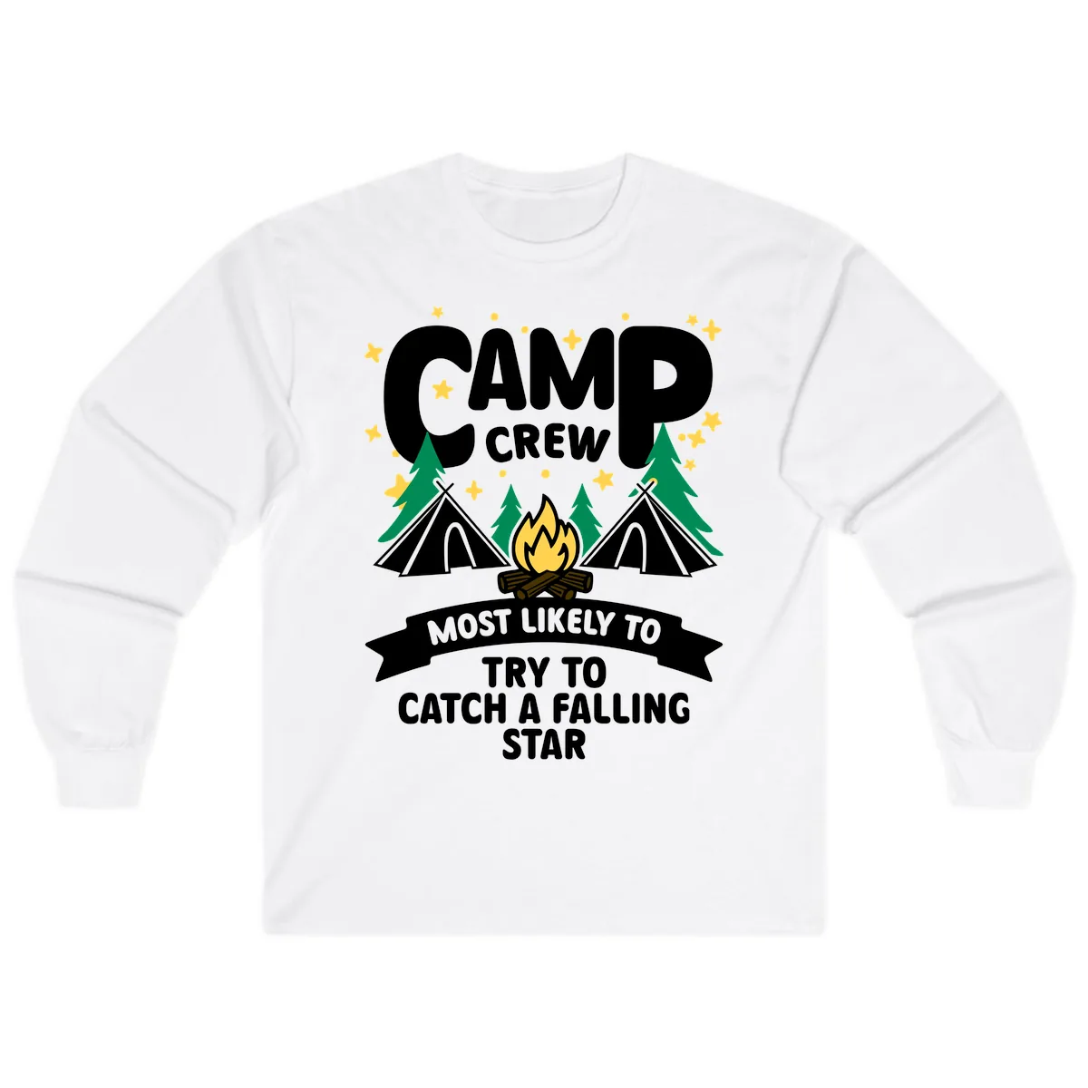 Camp Crew Falling Star Long Sleeve in White