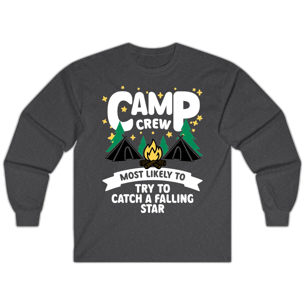 Camp Crew Falling Star Long Sleeve in Dark Heather