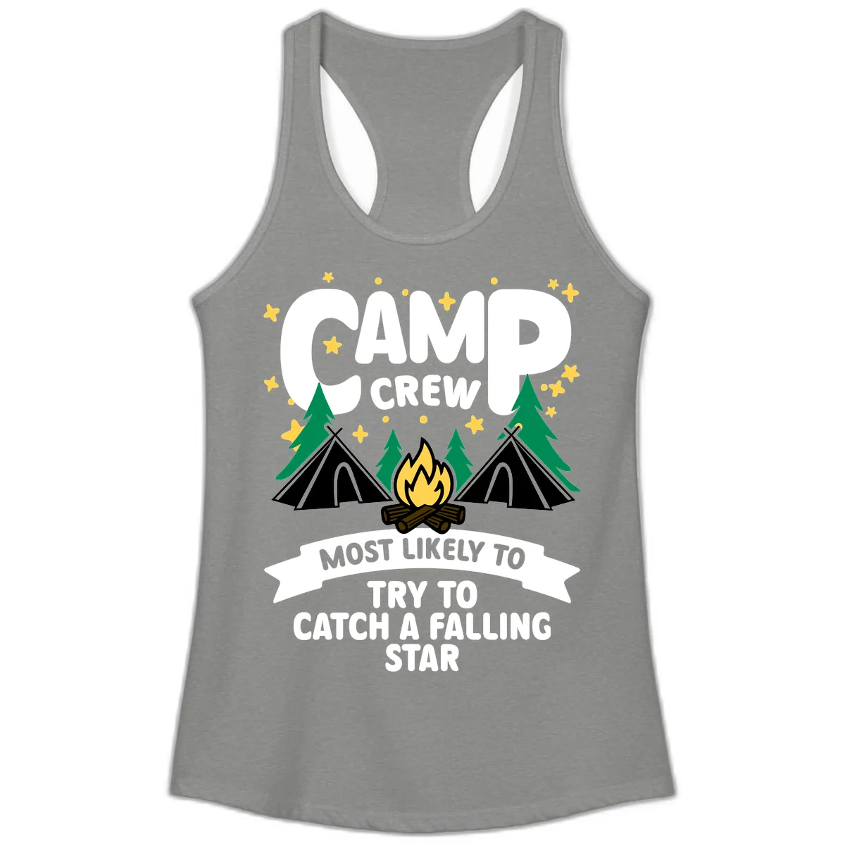Camp Crew Falling Star Ladies Tank in Heather Grey