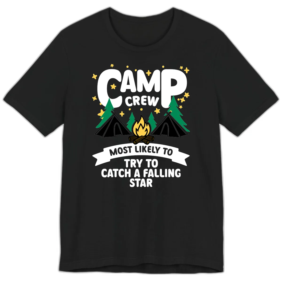 Camp Crew Falling Star Premium T-Shirt in Black