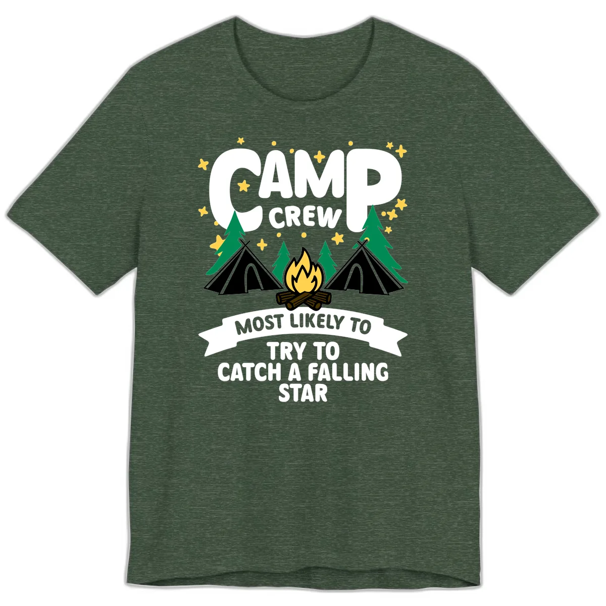Camp Crew Falling Star Premium T-Shirt in Heather Forest