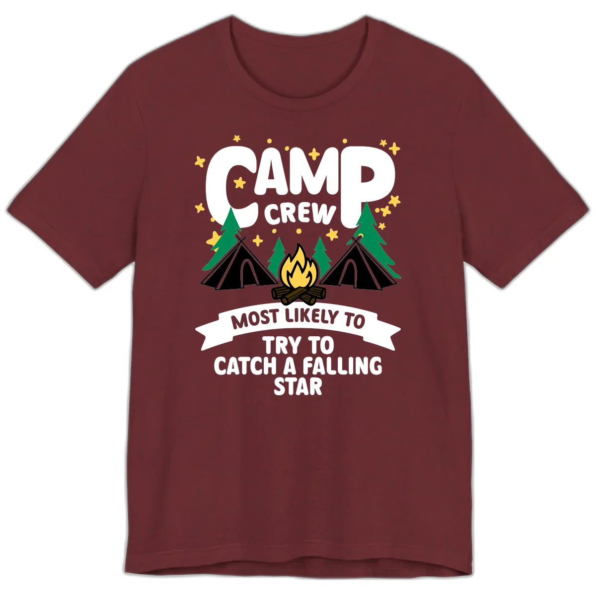 Camp Crew Falling Star Premium T-Shirt in Heather Cardinal