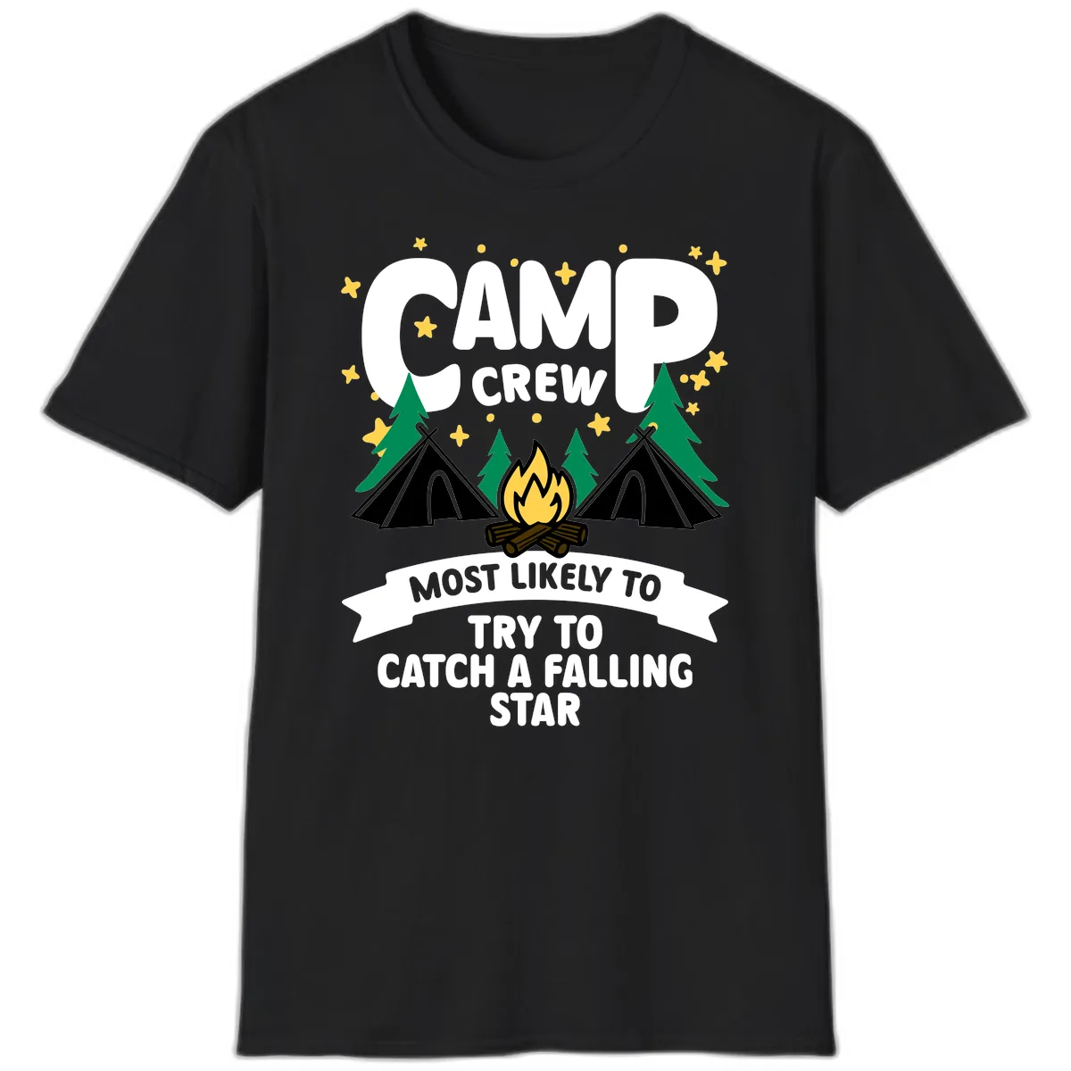 Camp Crew Falling Star T-Shirt in Black