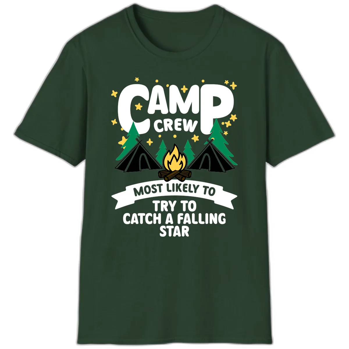 Camp Crew Falling Star T-Shirt in Forest Green