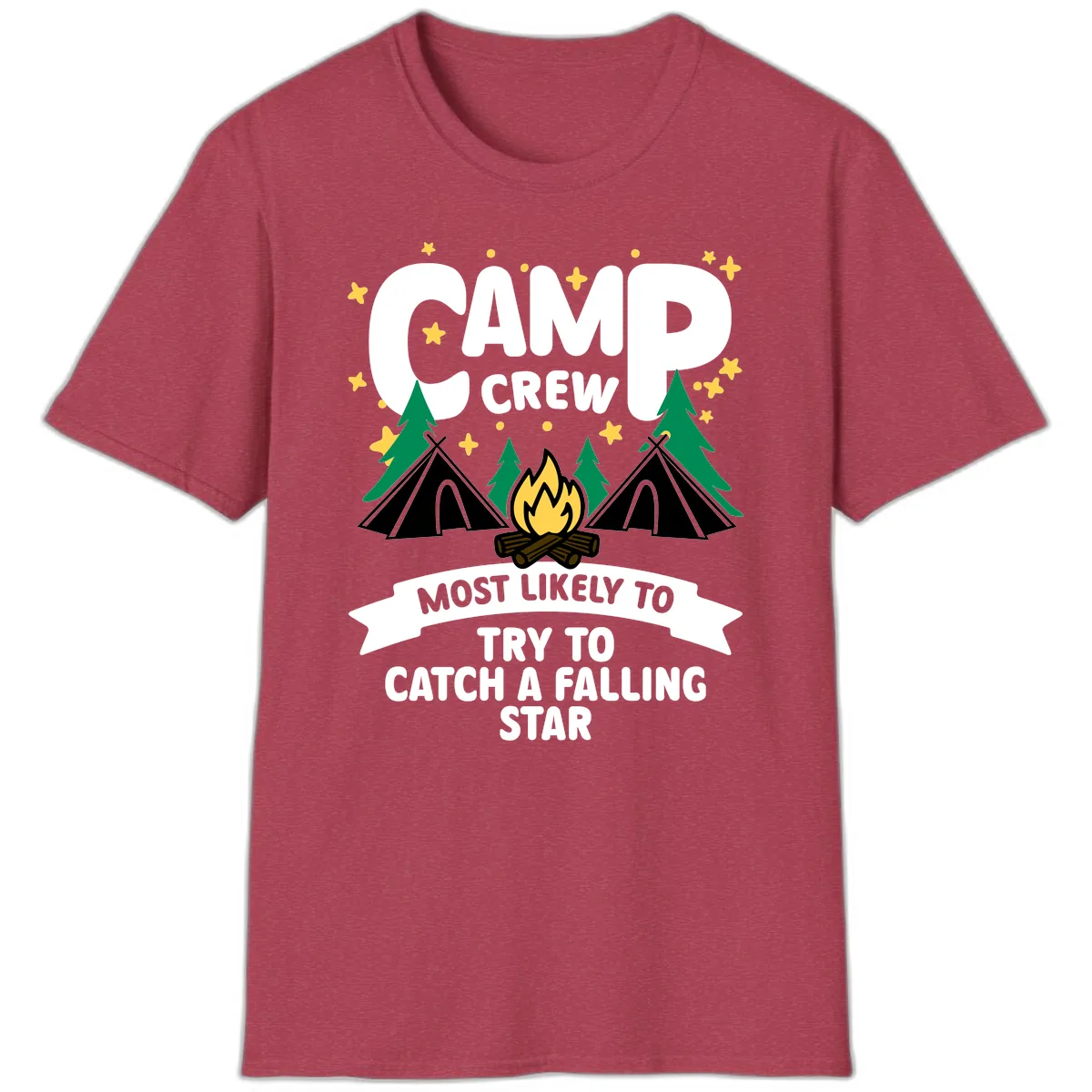 Camp Crew Falling Star T-Shirt in Heather Cardinal