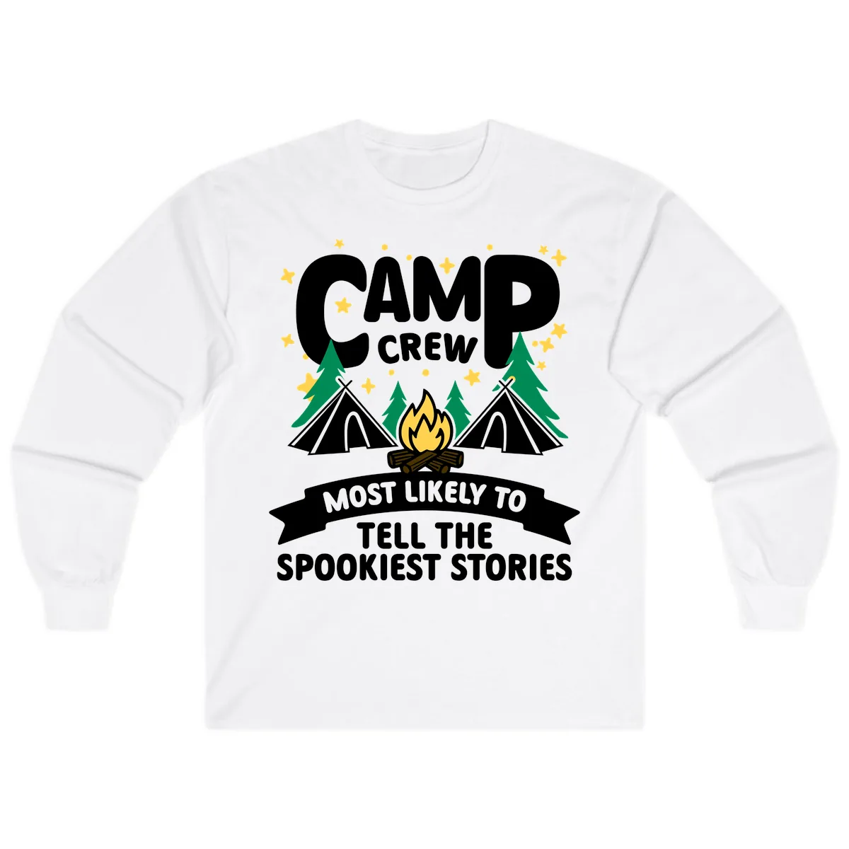 Camp Crew Spookiest Stories Long Sleeve in White