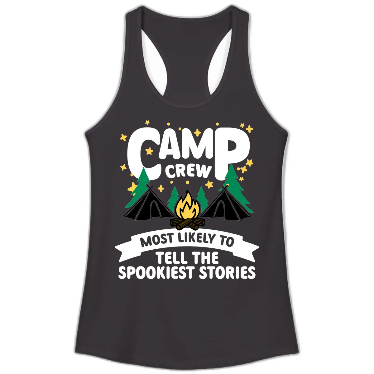 Camp Crew Spookiest Stories Ladies Tank in Black