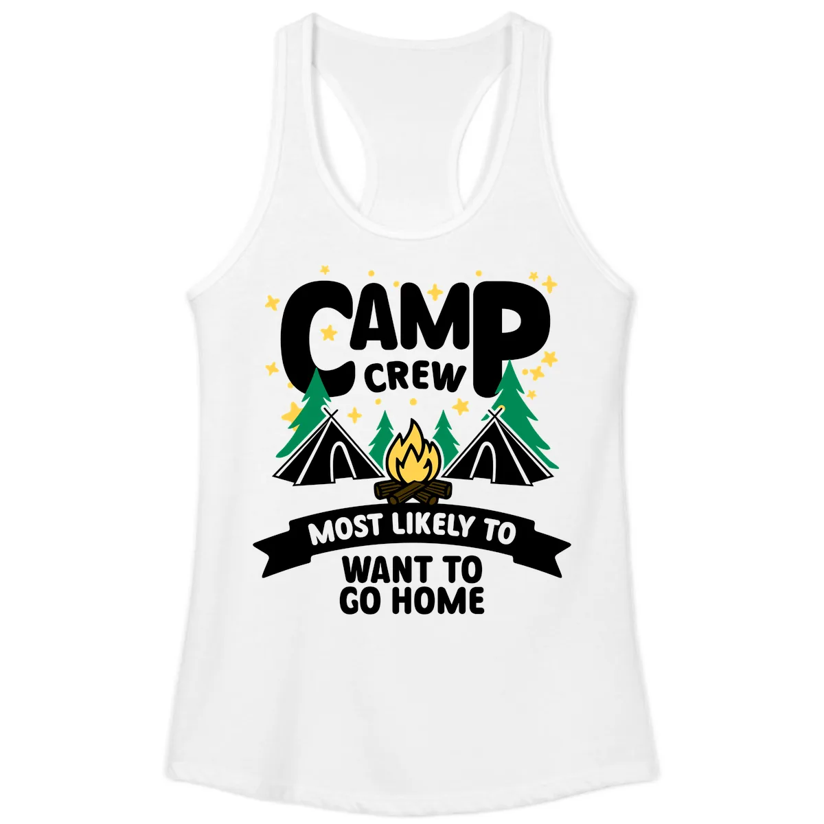 Camp Crew Most Likely To Want Home Ladies Tank in White