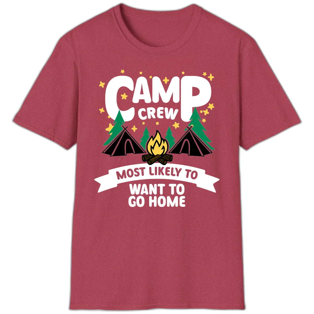 Camp Crew Most Likely To Want Home T-Shirt in Heather Cardinal