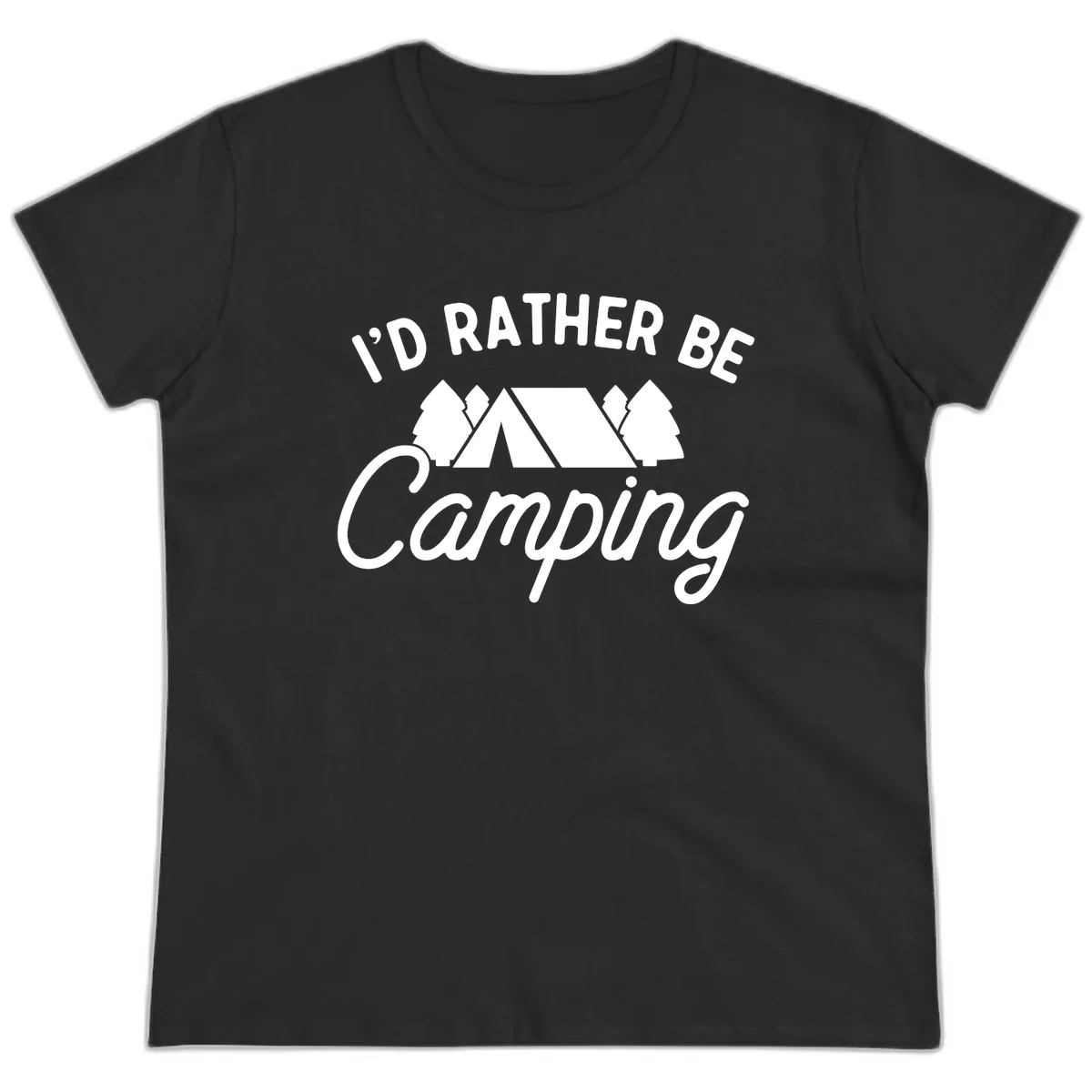 I'd Rather Be Camping Ladies Tee in Black