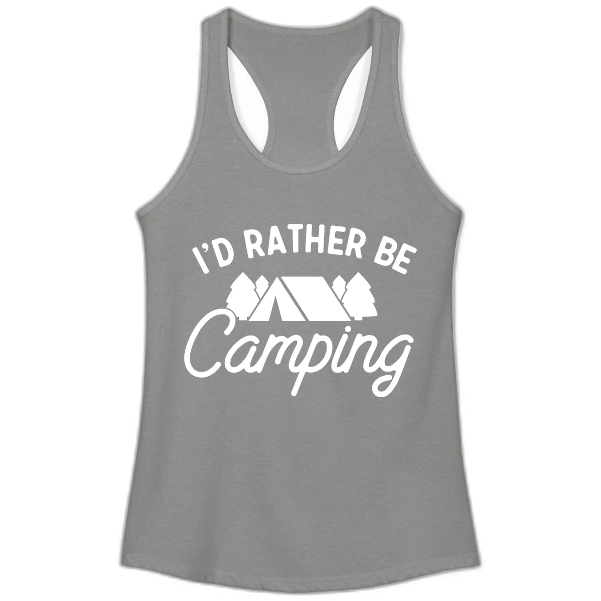 I'd Rather Be Camping Ladies Tank in Heather Grey