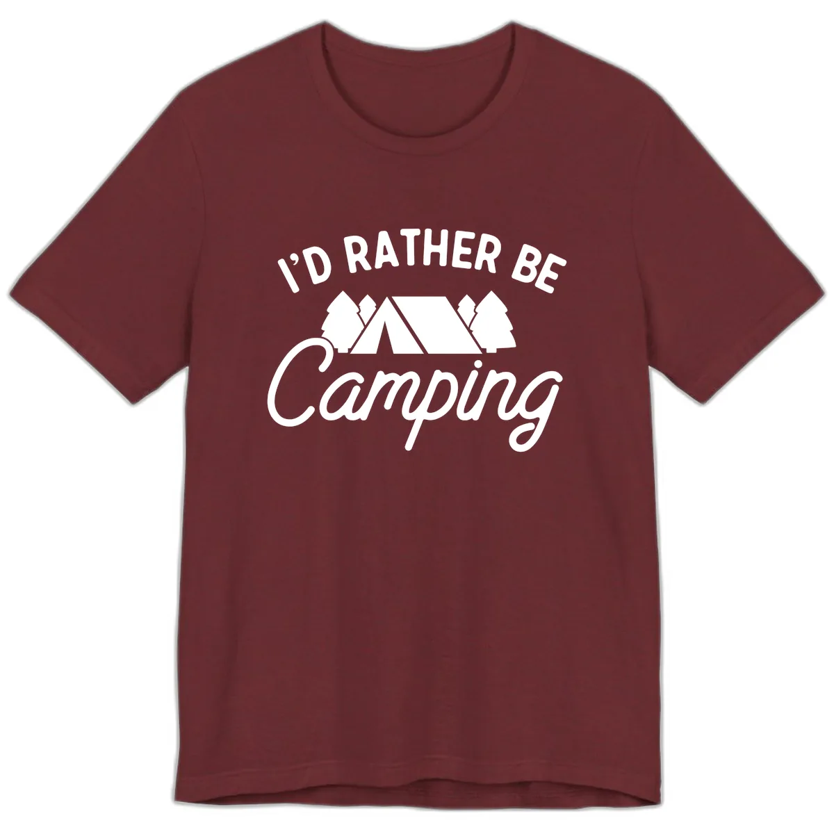 I'd Rather Be Camping Premium T-Shirt in Heather Cardinal