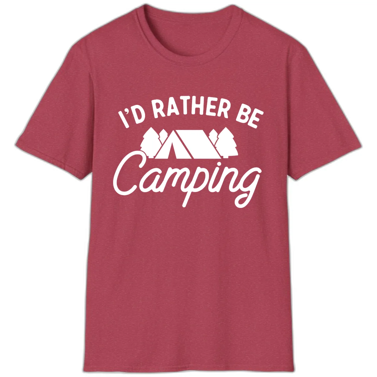 I'd Rather Be Camping T-Shirt in Heather Cardinal