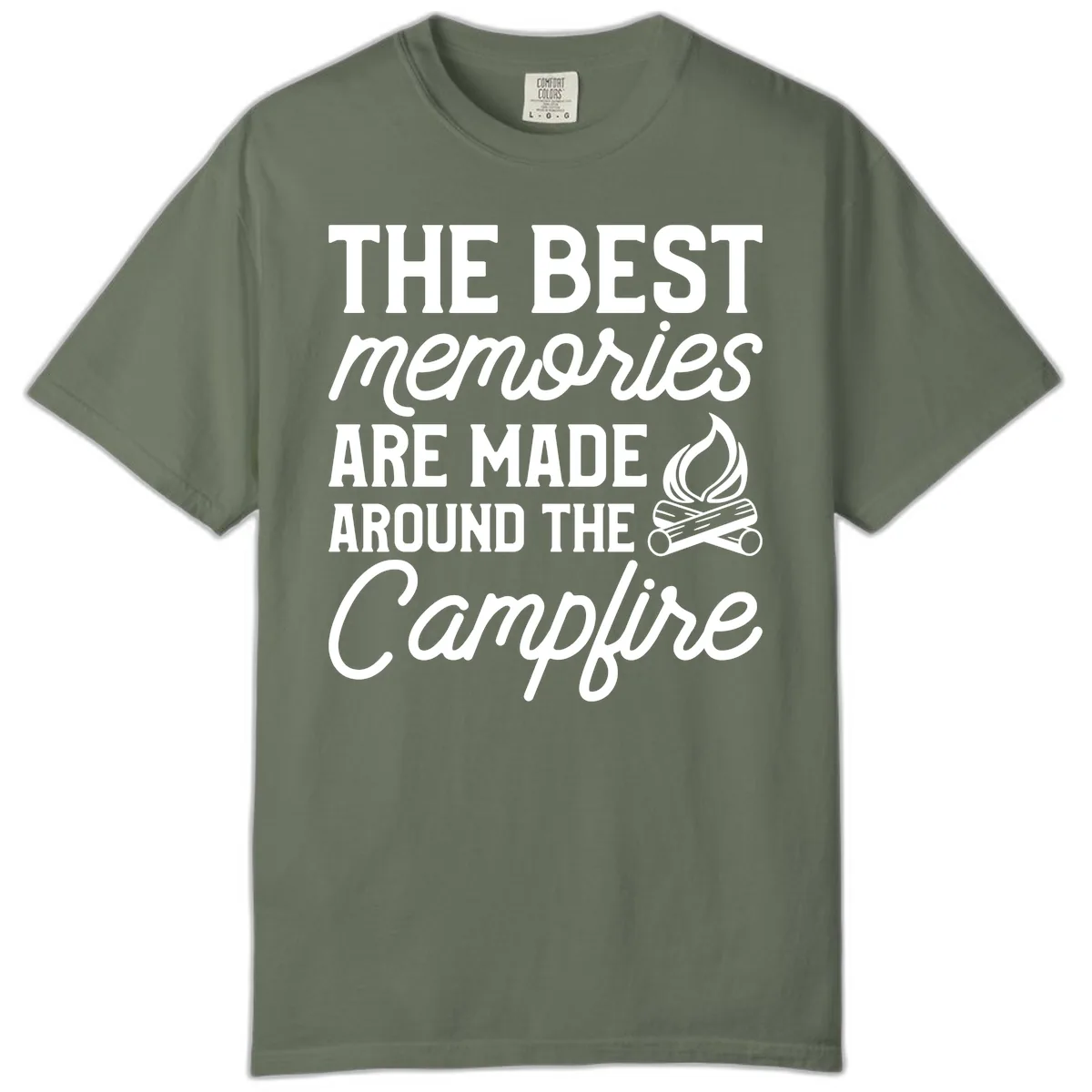 Best Memories Around The Campfire Comfort Color in Moss