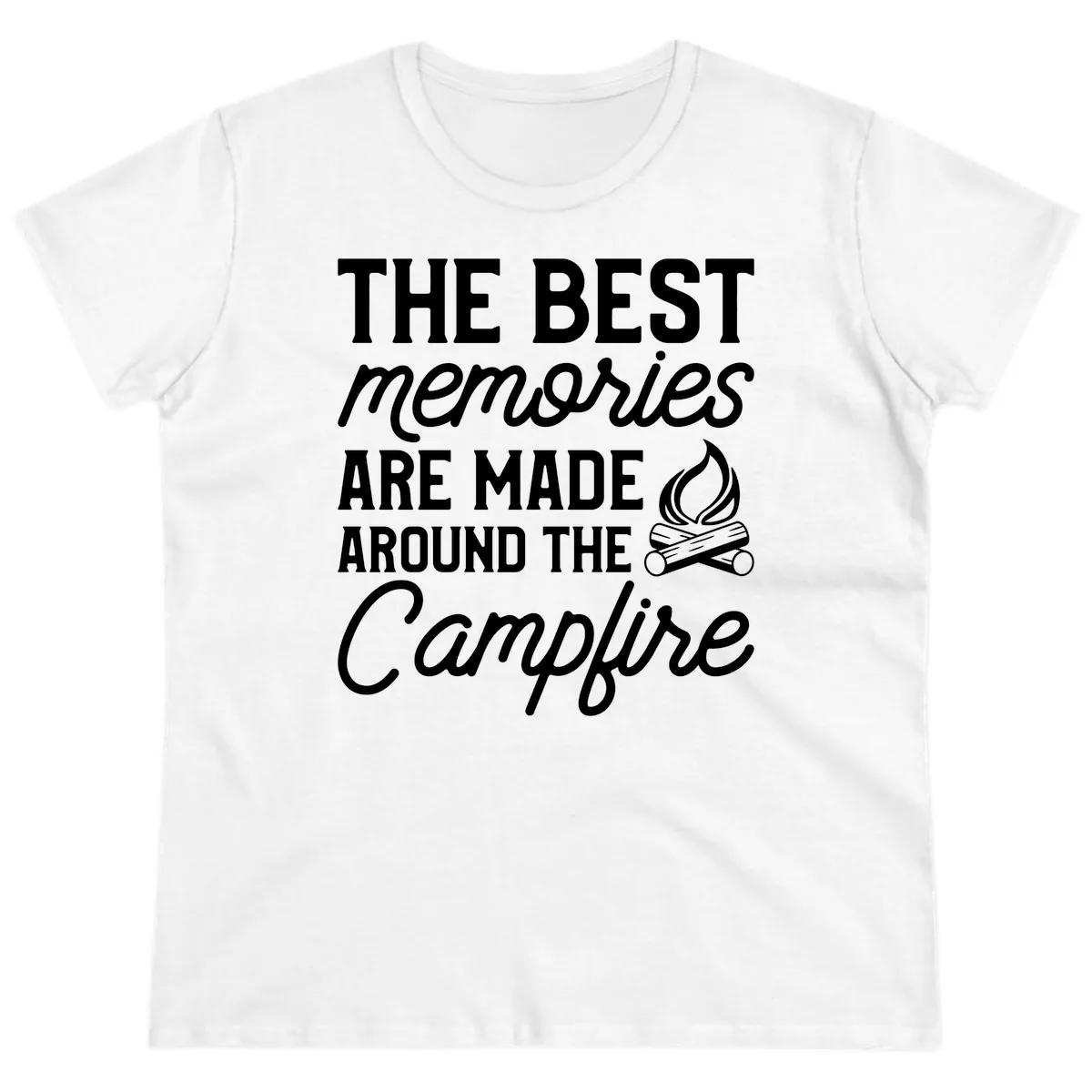 Best Memories Around The Campfire Ladies Tee in White