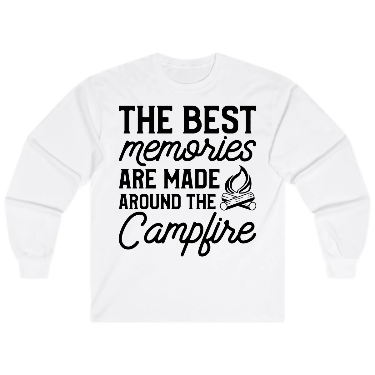 Best Memories Around The Campfire Long Sleeve in White
