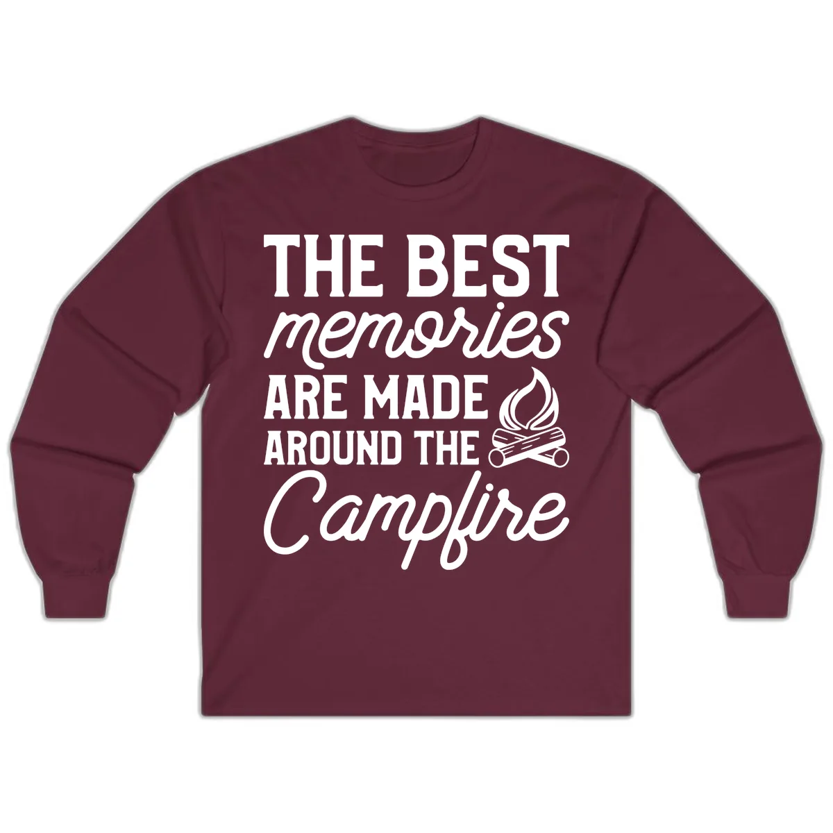 Best Memories Around The Campfire Long Sleeve in Maroon