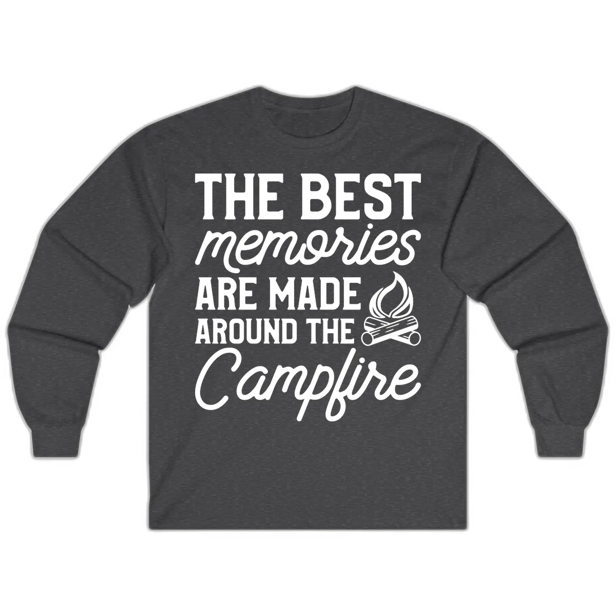 Best Memories Around The Campfire Long Sleeve in Dark Heather