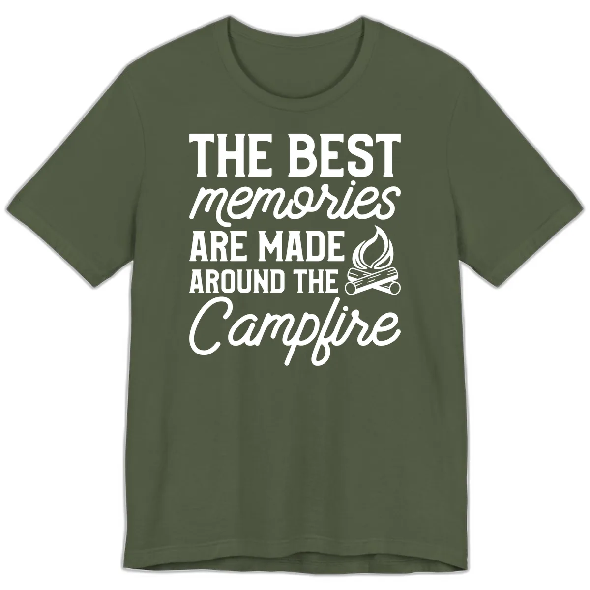 Best Memories Around The Campfire Premium T-Shirt in Military Green
