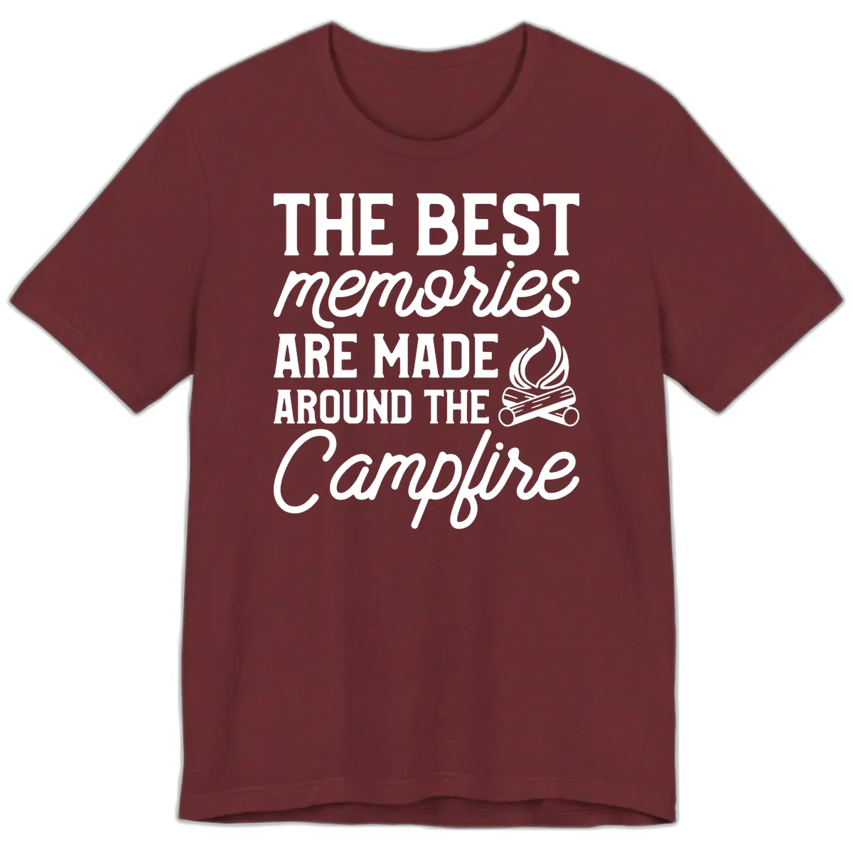 Best Memories Around The Campfire Premium T-Shirt in Heather Cardinal