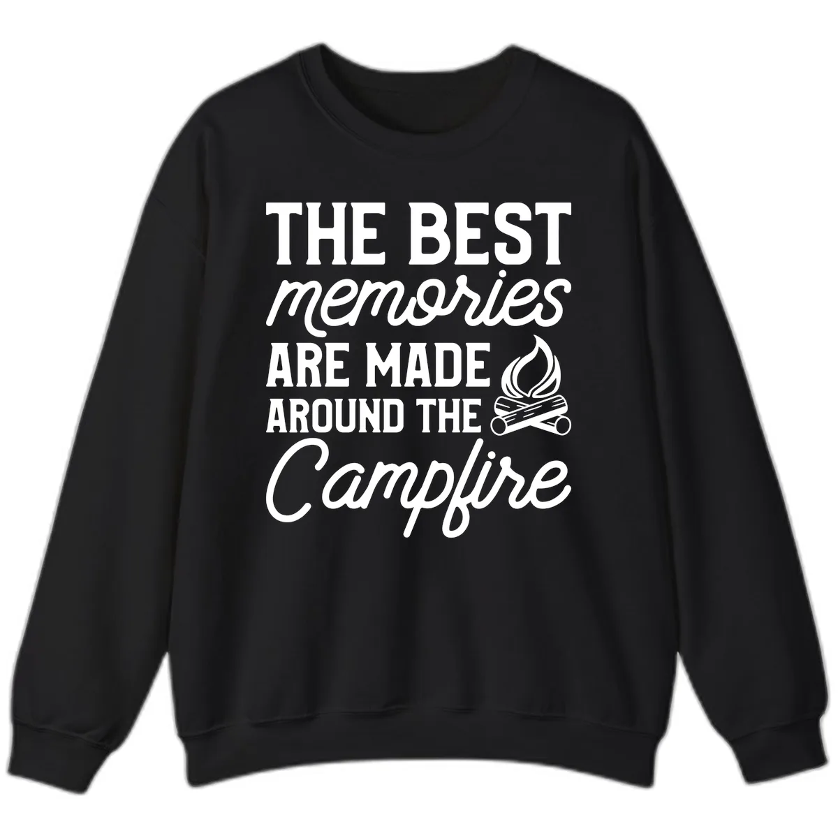 Best Memories Around The Campfire Sweatshirt in Black