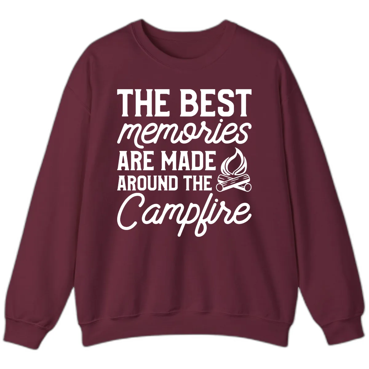 Best Memories Around The Campfire Sweatshirt in Maroon