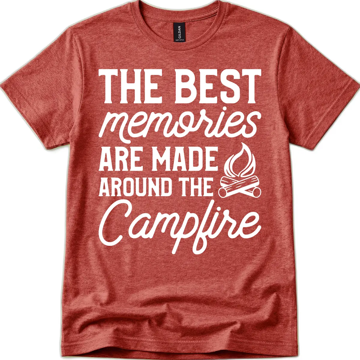 Best Memories Around The Campfire T-Shirt in Heather Cardinal