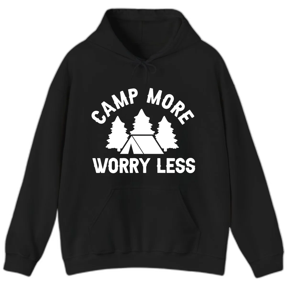 Camp More Worry Less Hoodie in Black