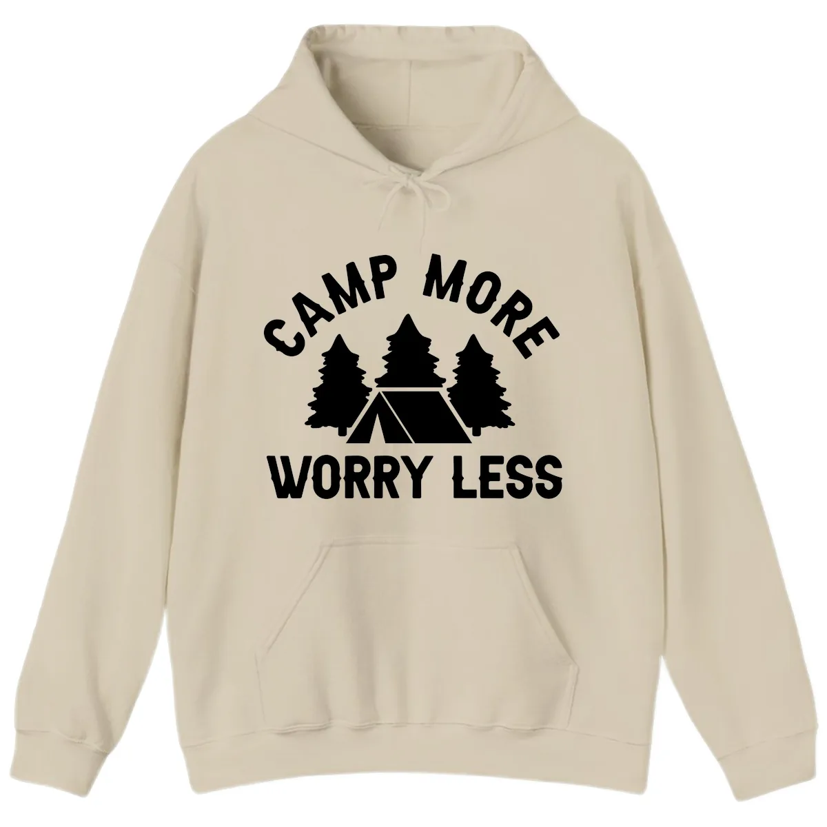 Camp More Worry Less Hoodie in Sand