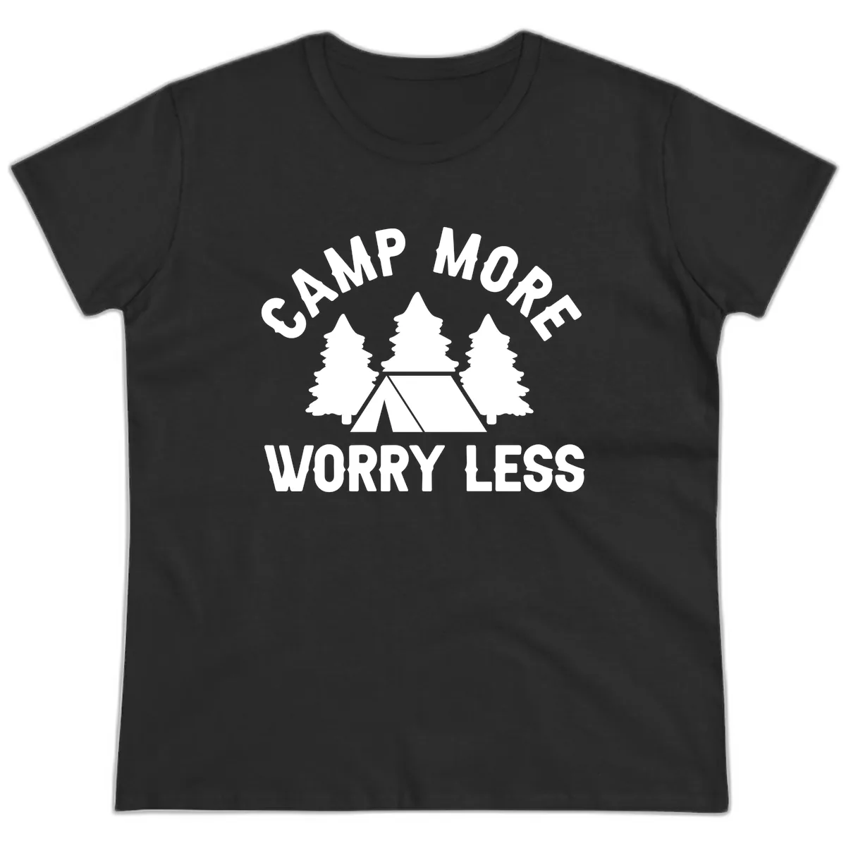 Camp More Worry Less Ladies Tee in Black