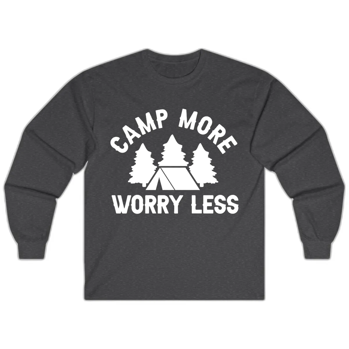 Camp More Worry Less Long Sleeve in Dark Heather