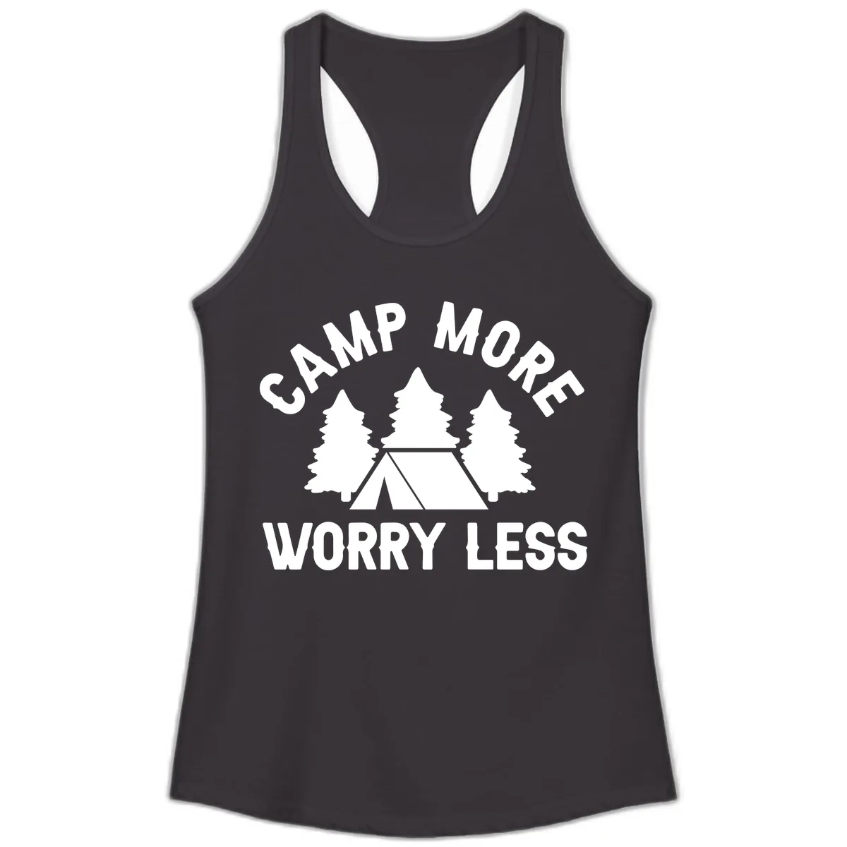 Camp More Worry Less Ladies Tank in Black