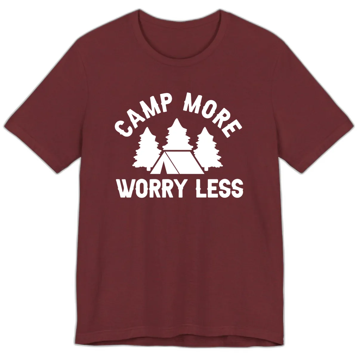 Camp More Worry Less Premium T-Shirt in Heather Cardinal